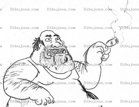 Dibujo para colorear Gordo Feo Dibujo De Gordo Baboso y chuco Con Una Gran Baba En La Boca Y Fumando Un Puro Para Pintar Y Colorear A Un Viejo Gordo Asqueroso Horrible Pelon Obeso Cochon shuco Panzon Y Guaton