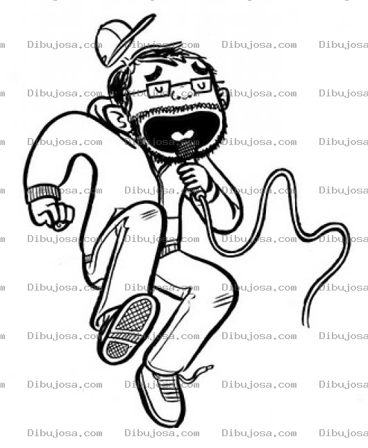 Dibujo para colorear Karaoke Dibujo De Rapero Cantando En Microfono Para Pintar Y Colorear Cantante Regetonero Perreando Y Cantando Perreo