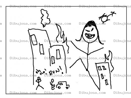 Dibujo para colorear Dibujo De Gigante Destruyendo La Ciudad Para Pintar Y Colorear
