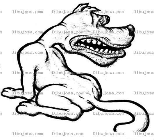 Dibujo para colorear Perro Desvelado Con Ojos Rojos Y Saltados Dibujo Para Colorear Perro Rabioso Con Los Ojos Saltones Viendo Para Atras