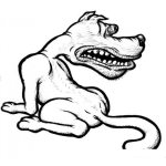 Dibujo para colorear Perro Desvelado Con Ojos Rojos Y Saltados Dibujo Para Colorear Perro Rabioso Con Los Ojos Saltones Viendo Para Atras