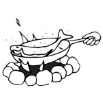 Dibujo para colorear Pescado Frito Dibujo De Sarten Con Pescado Guisado En Una Fogata Para Pintar Y Colorear A Una Persona Cocinando Un Rico Pescado