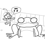 Dibujo para colorear Dibujo Para Pintar Y Colorear A Una Rana Asustada Por Ver A Un Marciano Estraterrestre Cantando