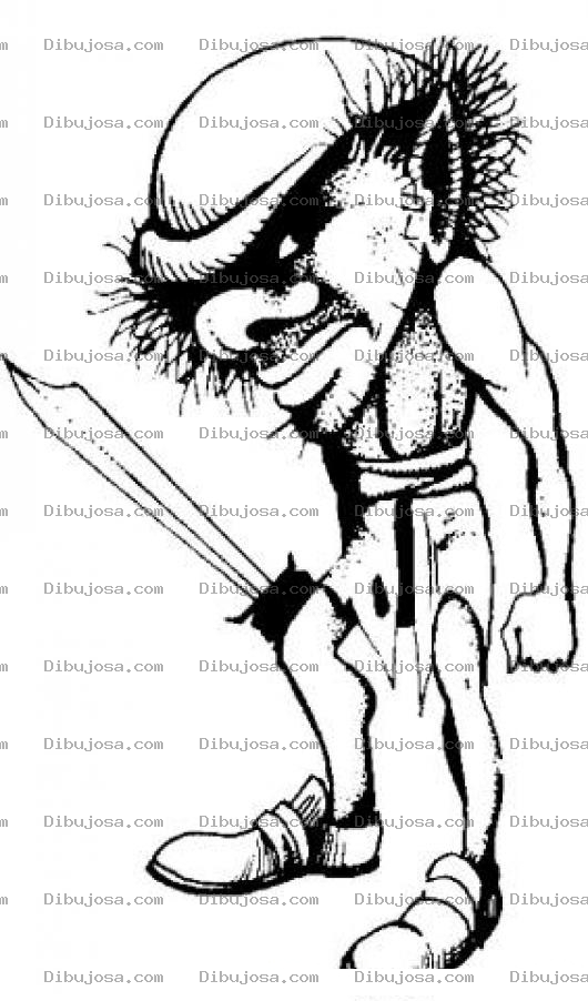 Dibujo para colorear Dibujo De Gnomo Peludo Con Espada Pra Pintar Y Colorear