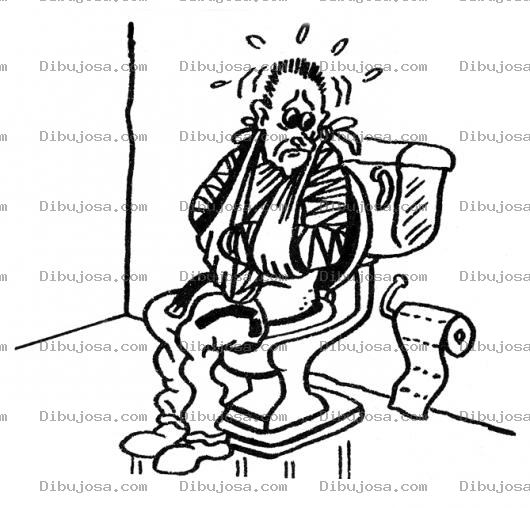 Dibujo para colorear Papel Toilet Dibujo Para Pintar Y Colorear A Un Hombre Haciendo Popo En El Bano Con Problemas Para Limpiarse Con El Papel Higienico Por Estar Enyesado De Ambos Brazos
