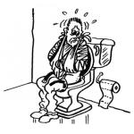 Dibujo para colorear Papel Toilet Dibujo Para Pintar Y Colorear A Un Hombre Haciendo Popo En El Bano Con Problemas Para Limpiarse Con El Papel Higienico Por Estar Enyesado De Ambos Brazos