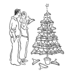 Dibujo para colorear Arboles De Navidad Dibujo De Esposos Haciendo Un Arbol De Navidad Con Serchas Para Pintar Y Colorear arbolito navideno