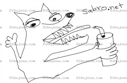 Dibujo para colorear Pintar lobo tomando coca cola