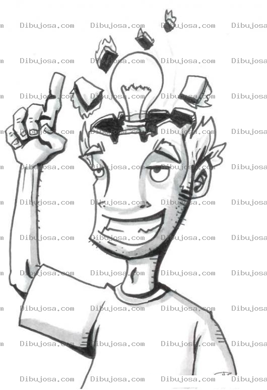 Dibujo para colorear Ideas Dibujo De Una Idea Saliendo De La Cabeza De Un Hombre Con Forma De Bombilla Para Pintar Y Colorear Foco En Lugar De Cerebro