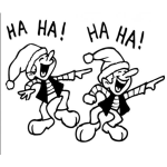Dibujo para colorear Dibujo De Duendes De Santaclaus Riendo A Carcajadas Hahaha Jajaja