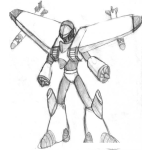 Dibujo para colorear Robot Volador Dibujo De Robot Con Alas Y Torpedos Para Pintar Y Colorear