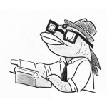 Dibujo para colorear Dibujo De Pescado Reportero Escribiendo Una Carta En Una Maquina De Escribir Para Pintar Y Colorear