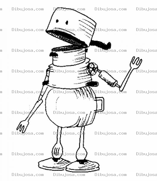 Dibujo para colorear Robot De Utencilios De Cocina Para Pintar Y Colorear