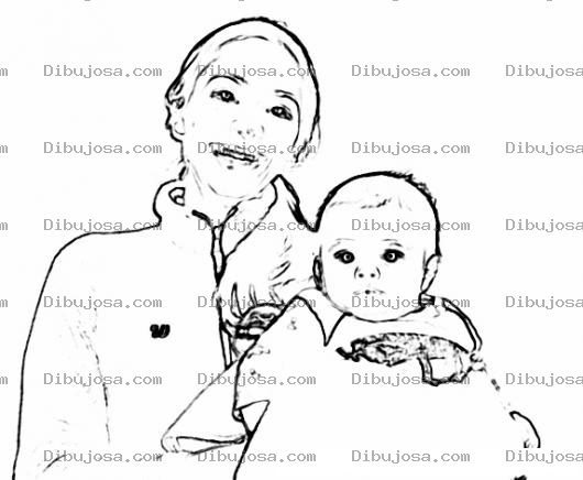 Dibujo para colorear Pintar a mama con bebe