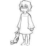 Dibujo para colorear Conejos De Peluche Dibujo De Nina Con Conejito De Peluche Para Pintar Y Colorear