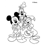 Dibujo para colorear Mickey con pluto y con donald