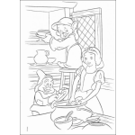 Dibujo para colorear Blanca Nieves lavando platos