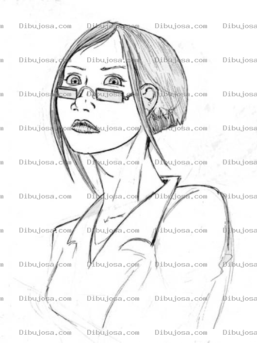 Dibujo para colorear Dibujo De Secretaria Con Lentes Para Pintar Y Colorear