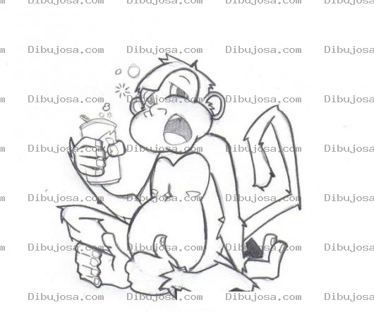 Dibujo para colorear Mono Borracho Dibujo De Mico Tomando Para Pintar Y Colorear