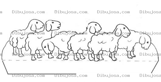 Dibujo para colorear 6 Ovejas Para Pintar Y Colorear Rebano De Seis Ovejitas
