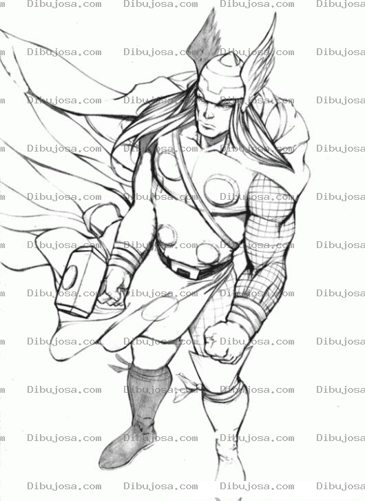 Dibujo para colorear Dibujo De Thor Para Pintar Y Colorear A Tor Personaje De Los Marvel Comics