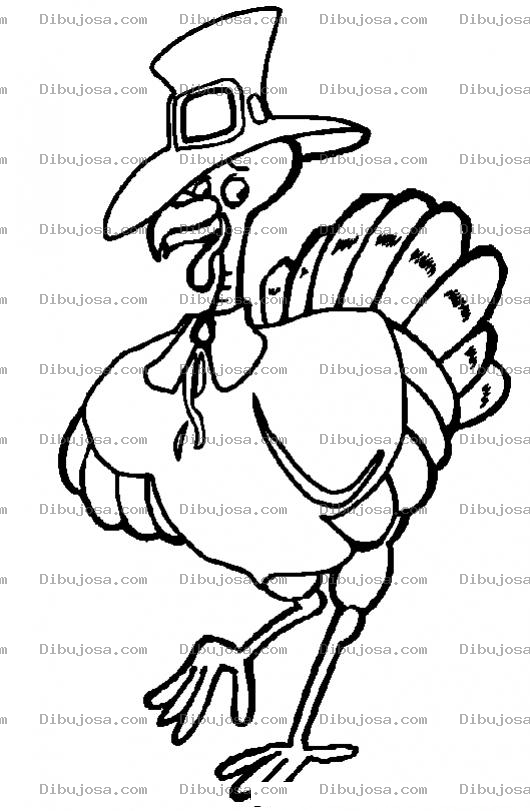Dibujo para colorear Dibujo De Pavo De Thanks Giving Day Para Pintar Y Colorear Chompipe En El Dia De Accion De Gracias Chumpe Con Sombrero
