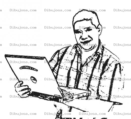 Dibujo para colorear colorear hombre con laptop