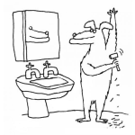 Dibujo para colorear Rasuradoras Dibujo De Perro En El Bano Rasurandose Los Pelos De Las Axilas Para Pintar Y Colorear
