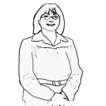 Dibujo para colorear colorear maestra con lentes