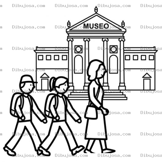 Dibujo para colorear Museo Escolar Dibujo De Estudiantes De Visita Al Museo Para Pintar Y Colorear