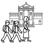 Dibujo para colorear Museo Escolar Dibujo De Estudiantes De Visita Al Museo Para Pintar Y Colorear