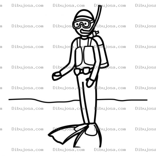 Dibujo para colorear Buceo Dibujo De Buceador Parado En El Fondo Del Mara Para Pintar Y Colorear Buzo Parado