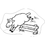 Dibujo para colorear Dibujo De Oveja Saltando Una Cerca Para Pintar Y Colorear El Sueno De Un Hombre Contando Ovejeas Para Poder Dormir