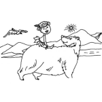Dibujo para colorear Dibujo De Nino Montado Sobre Un Oso Polar Para Pintar Y Colorear