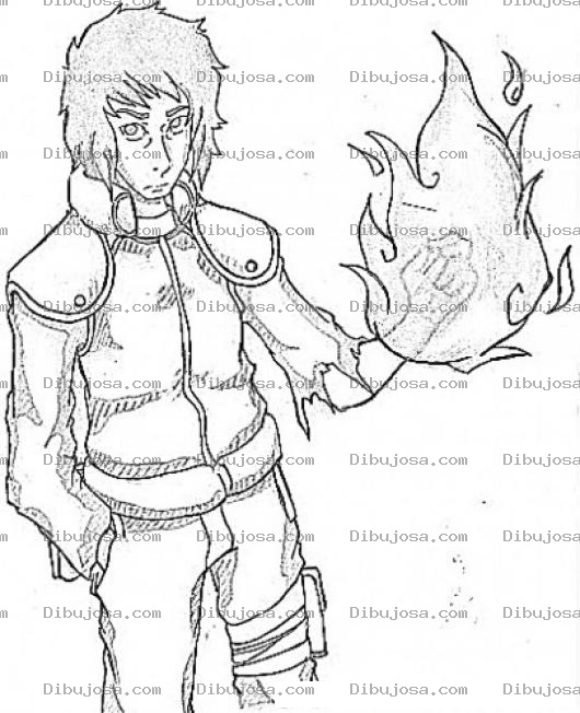 Dibujo para colorear Mano De Fuego Dibujo De Chico Con Una Llama De Fuego En La Mano Izquierda Para Pintar Y Colorear
