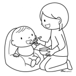 Dibujo para colorear Compotas Y Cereales De Bebe Dibujo De Mama Alimentando A Su Bebe Para Pintar Y Colorear
