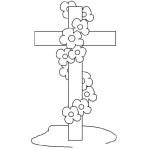 Dibujo para colorear Dibujo De Una Cruz De Tumba Adornada Con Flores Para Pintar Y Colorear Cruz De Cementerio Con Floresitas