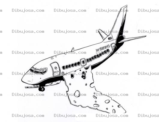 Dibujo para colorear Aviones Dibujo De Avion Con Alas De Queso Derretidas Para Pintar Y Colorear