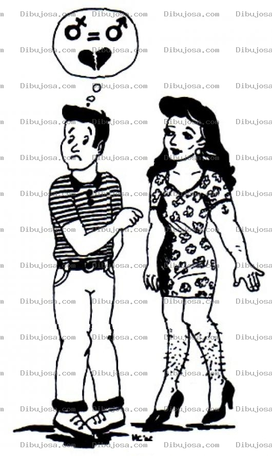 Dibujo para colorear Mujeres Peludas Dibujo De Un Chico Desepcionado De Una Falsa Mujer Con Las Piernas Peludas Para Pintar Y Colorear