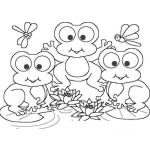 Dibujo para colorear Dibujo De Tres Ranas En Un Pantano Para Pintar Y Colorear