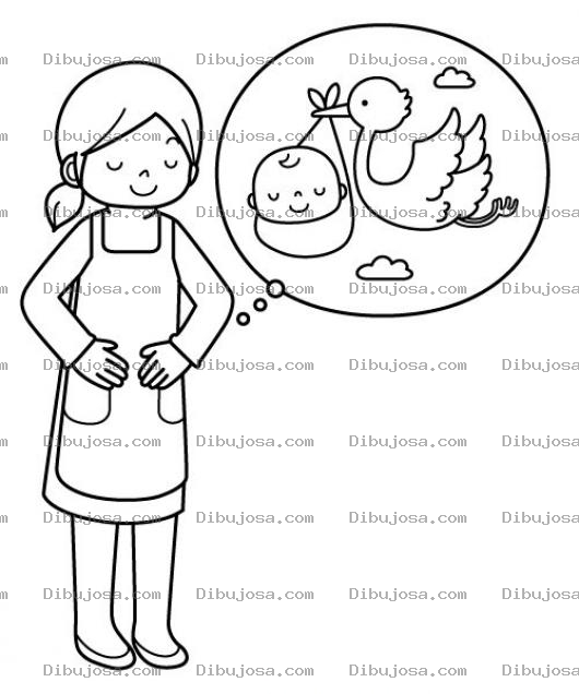Dibujo para colorear Dibujo De Mujer Deseando Quedar Embarazada Pensando En Un Bebe Para Pintar Y Colorear