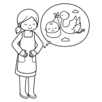 Dibujo para colorear Dibujo De Mujer Deseando Quedar Embarazada Pensando En Un Bebe Para Pintar Y Colorear