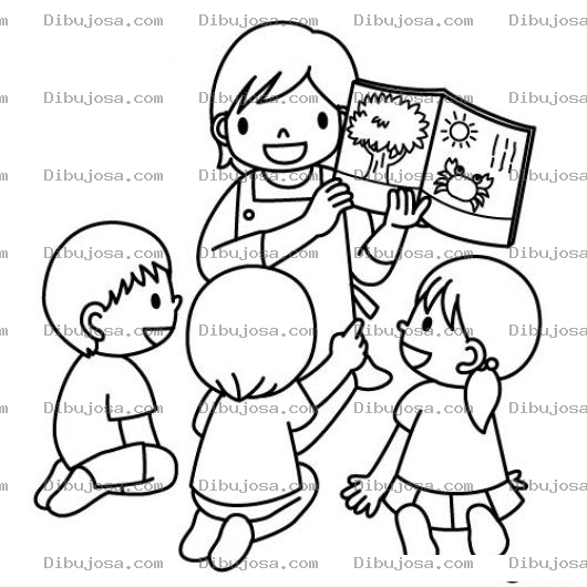 Dibujo para colorear El Cuento Del Cangrejo Dibujo De Maestra Leyendo El Cuento De Cangrejo A Sus Alumnos Para Pintar Y Colorear