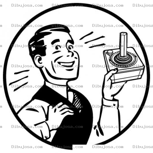 Dibujo para colorear Controles De Videojuegos Dibujo De Un Hombre Con Un Control De Atari Para Pintar Y Colorear
