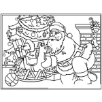Dibujo para colorear Dibujo De Santaclaus Dejando De Regalo Un Caballito De Madera Abajo Del Arbol De Navidad Para Pintar Y Colorear