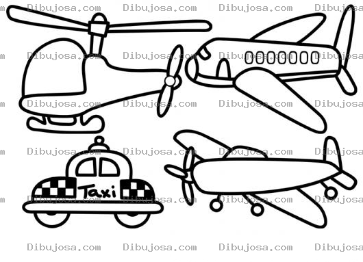 Dibujo para colorear Dibujo De Transportes Para Pintar Y Colorear Helicoptero Avion Taxi Y Avioneta