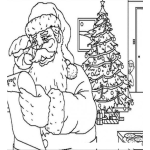 Dibujo para colorear Carta A Santaclaus Dibujo De Santa Leyendo La Carta De Un Chico Frente A Un Arbolito De Navidad Para Pintar Y Colorear Cartadesanta Cartaasantaclaus