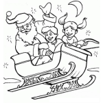 Dibujo para colorear Ibujo De Santaclos Volando En Su Trineo Con Dos Ninos Para Pintar Y Colorear A Santaclaus Volando En Trineo