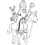 Dibujo para colorear Dibujo De San Nicolas En Caballo Repartiendo Juguetes Para Pintar Y Colorear