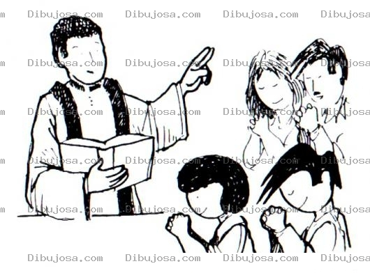 Dibujo para colorear Dibujo De Padre Dando Misa Sosteniendo La Biblia En Una Iglesia Catolica Para Pintar Y Colorear